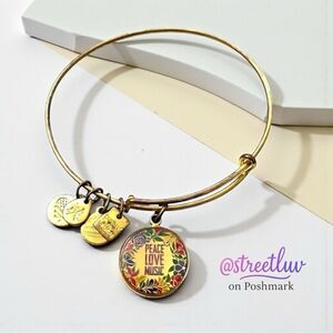 Alex & Ani Peace Love Music Charm Bangle Gold EUC